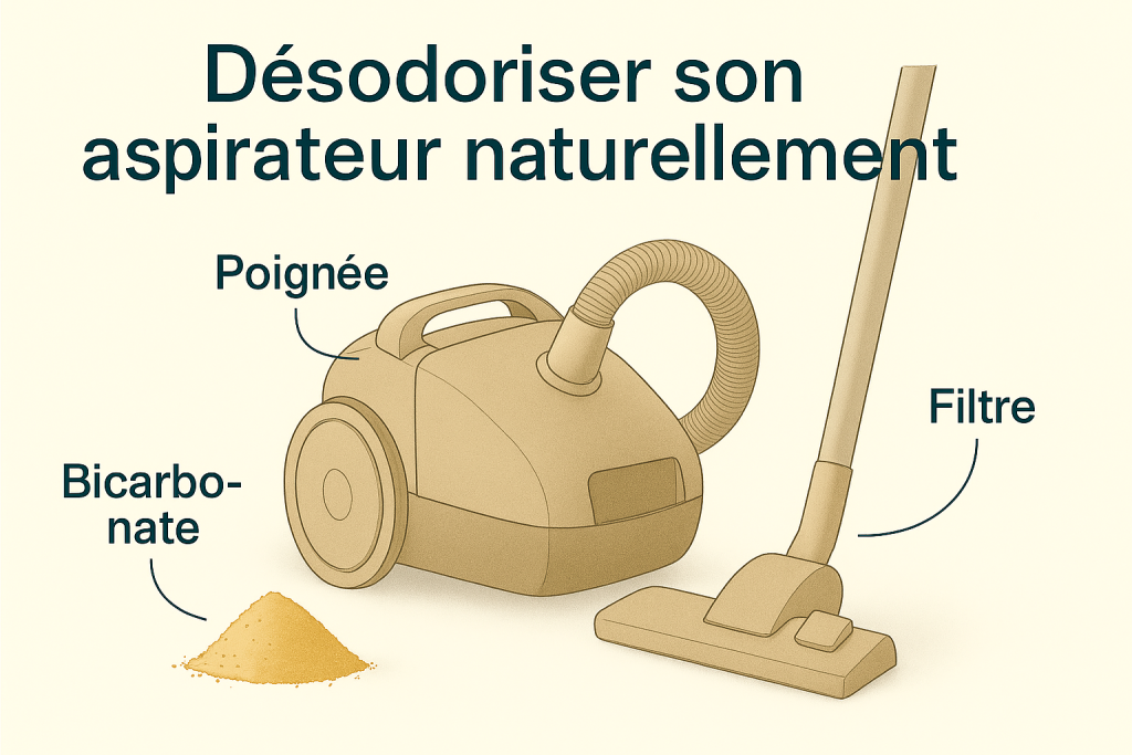 Désodoriser son aspirateur naturellement avec du bicarbonate et un nettoyage du filtre.