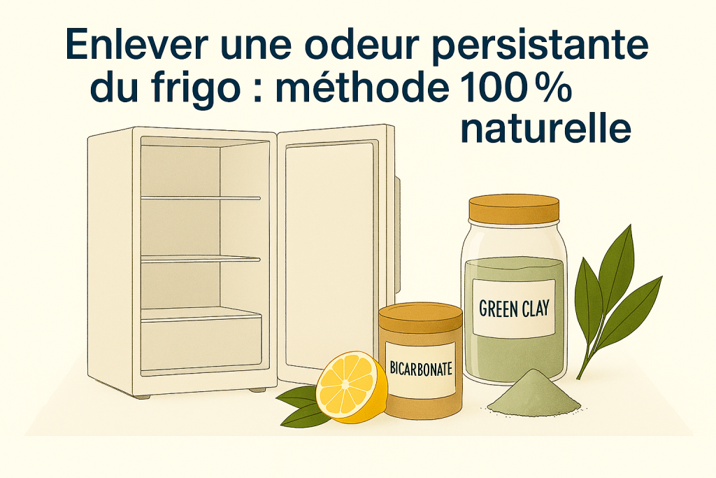 Enlever une odeur persistante du frigo naturellement avec bicarbonate, citron et argile verte.